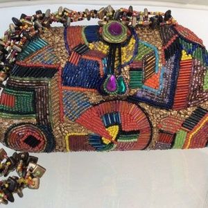 Mary Frances Multi-Color Beaded Clutch Purse